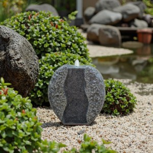 Indoor-Outdoor Home Garden Patio Decor Carved Black Granite Stone Water Feature Fountain Ornament for Yard Deck