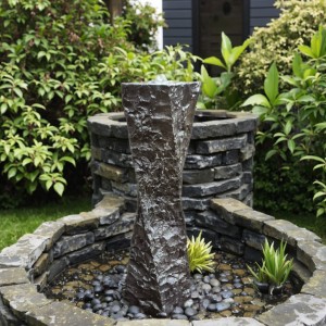 Outdoor Unique Twisted Basalt Stone Floor Fountain for Decorative Purpose