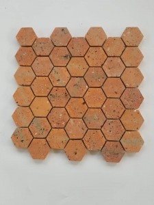 Distinctive Vibrant Red Hexagonal Clay Mosaic Bricks Long-Lasting Quality Product