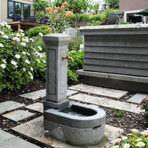 Hand Carved Granite Natural Stone Fountain & Wash Basin Custom Size for Garden Park Villa & Courtyard Landscaping
