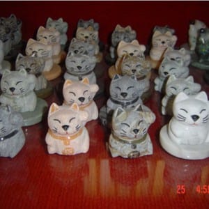 Hand carved cat sculpture for home decor