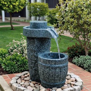 Hand Carved Natural Granite Fountain Millstone Trough Outdoor Garden Product for Park Use Hand Carved Technique