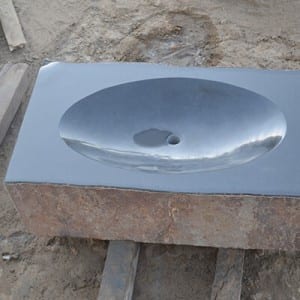 Polished surface basalt basin sink