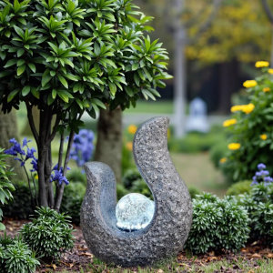 Granite Stone Carving Water Fountain Elegant Landscape Ornament to Enhance Your Garden