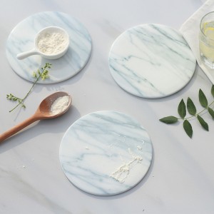 White Round Marble Stone Coasters – Polished Coasters- (10cm) in Diameters