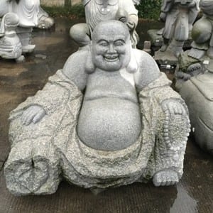 Outdoor large laughing stone Buddha statues