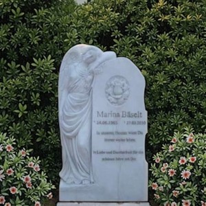 Traditional Style White Marble Tombstone Statue Standing Angel Cemetery Memorial Sculpture