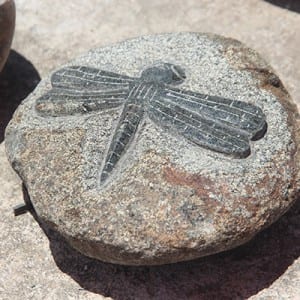 Garden stone carving sculpture with butterfly