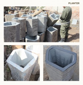 Natural Basalt Column Planter with Curved Front Design