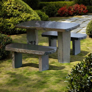 Basalt Stone Bench Outdoor Yard Court Garden Decor Product