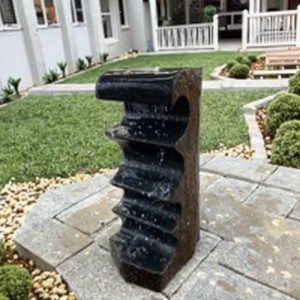 Dramatic Tall Basalt Column Fountain Garden Water Decorative Element