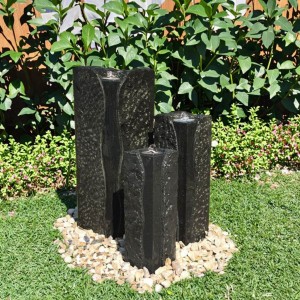 Basalt Column Water Feature Three Nozzle Outdoor Garden Decor