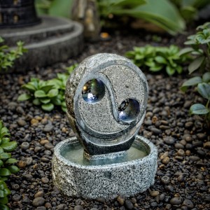 Outdoor Ying Yang Design Granite Stone Water Fountain for Park Use