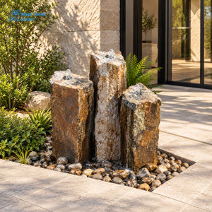Natural Finish Basalt Column Fountain for Gardens