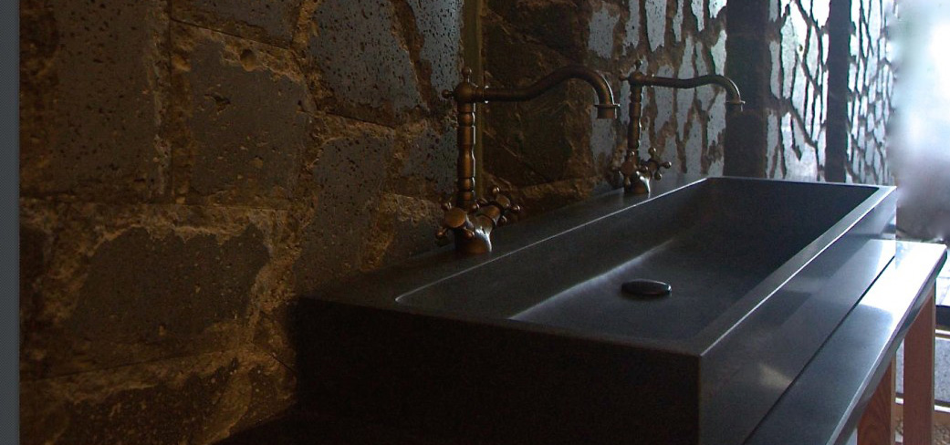 High Quality Stone Bathtub -
 Rectangle black limestone kitchen basin sinks – Magic Stone