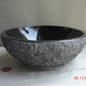 Professional Design Flag Stone -<br />
 Black color round granite stone bathroom sink - Magic Stone