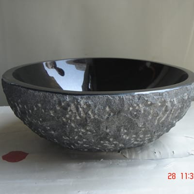 Factory wholesale Black Basalt Slabs Honed -
 Black color round granite stone bathroom sink – Magic Stone