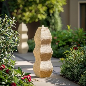 Rustic Garden Water Fountain Basalt Rock Ornaments for Outdoor Courtyard