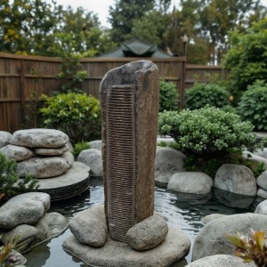 Enhanced Textured Basalt Fountain with Improved Water Movement for Visual Appeal