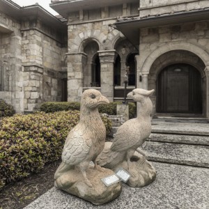 Rustic Stone Eagle Sculpture Garden Animal Art