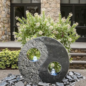 Hand Carved Outdoor Granite Water Fountain Stone Material with LED for Hotel Villa Garden Sculpture for Sale