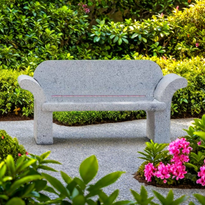Granite bench with back outdoor for garden