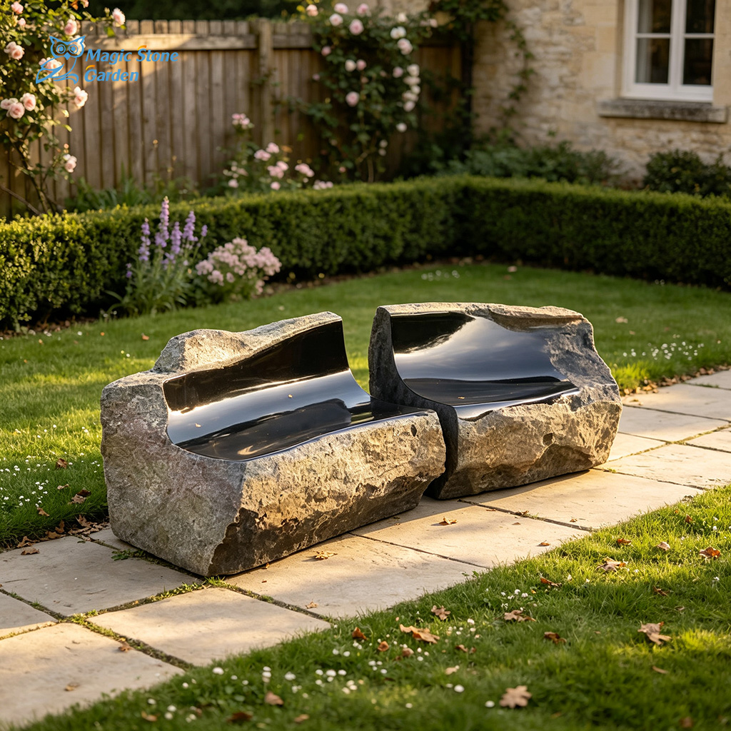 Premium Garden Choice with Natural Charm – Basalt Stone Benches