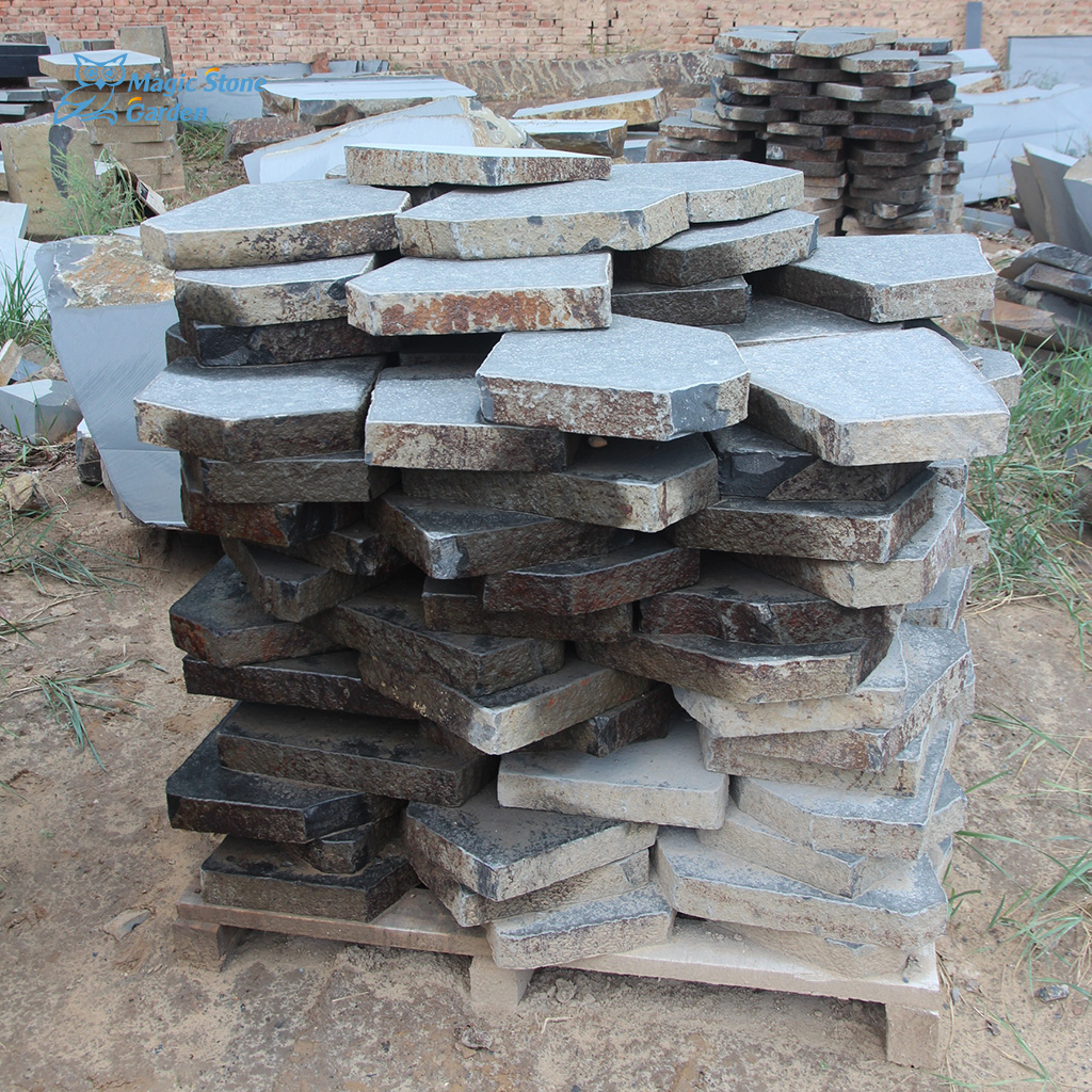 Irregular Basalt Stepping Stones with Natural Edges