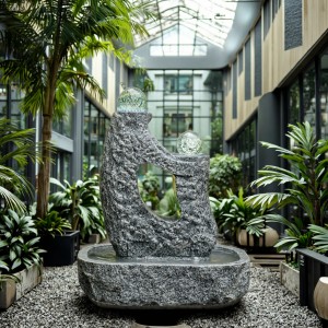 Modern Indoor and Outdoor Grey Granite Stone Water Fountain Garden Decorative Western Style Water Wall Fountains for Park Villa