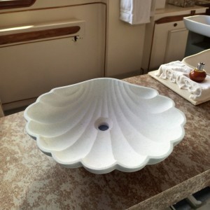 Handcrafted Clam Shell Onyx Stone Vessel Sink