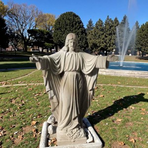 Divine White Marble Jesus Statue Hand-Finished Stone Art for Home Altars