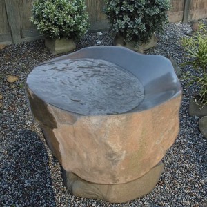 Natural basalt fountain with bowl