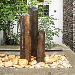 3 pieces semi-polished basalt column water fountain set