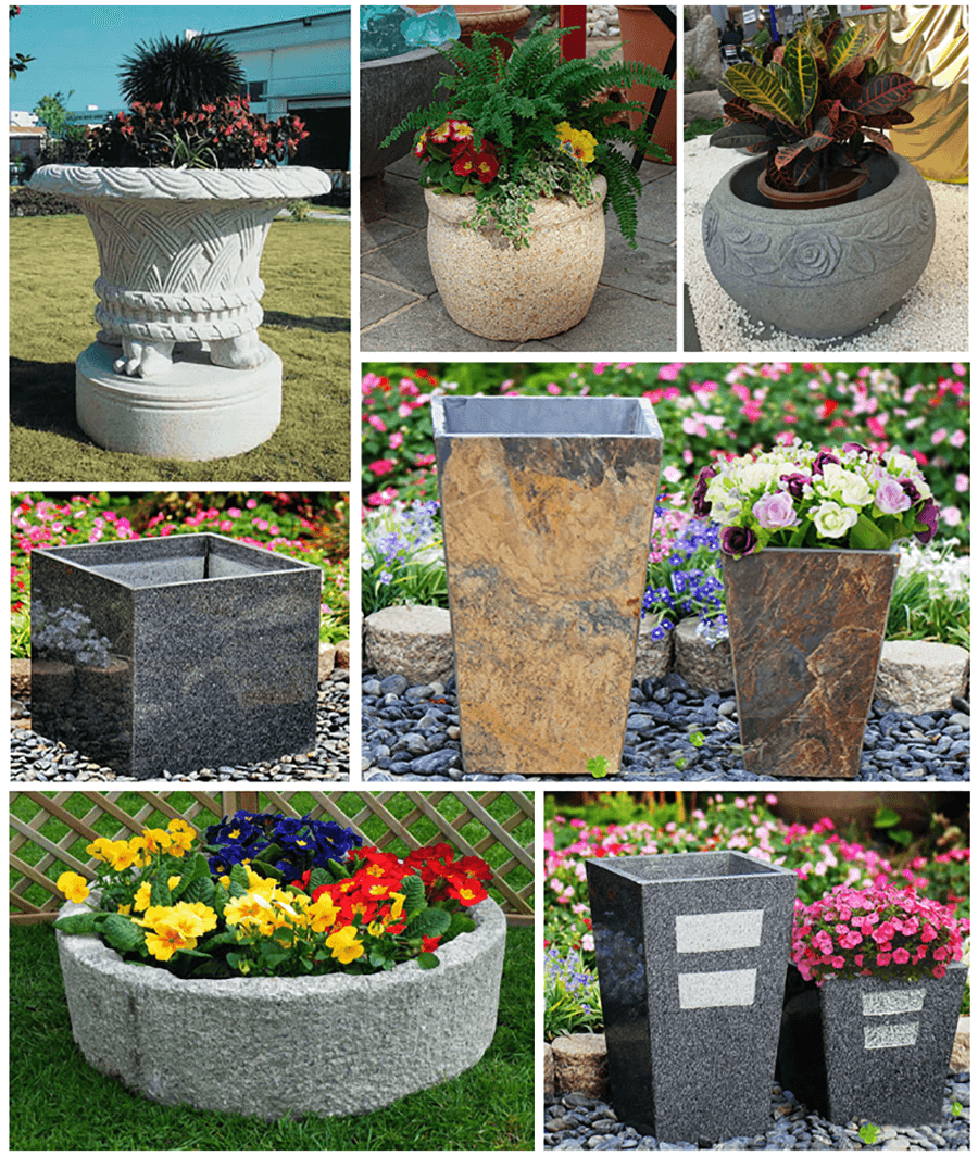 Wholesale Granite stone outdoor square planter flower pots factory and  manufacturers