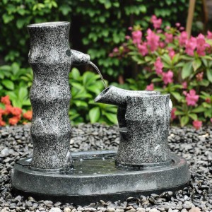 Durable Modern Courtyard Garden Product Grey Granite Stone Fountain Pillar with 1-Year Warranty Features Stone Balls