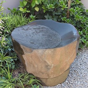 Natural basalt fountain with bowl