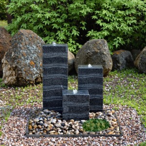 Hand Carved Polished Granite Stone Water Fountain Pillar Outdoor Garden Decorative Ornament for Courtyard Park