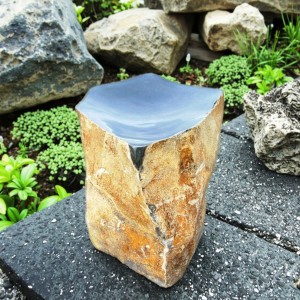 Polished basalt bowl fountain