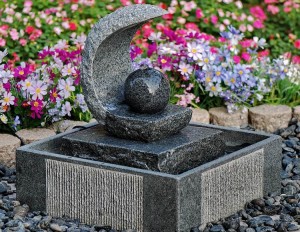 Hand Carved Outdoor Granite Stone Water Fountain Flowing Water Features Sculpture for Garden on Sale
