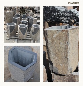 Natural Basalt Column Planter with Curved Front Design