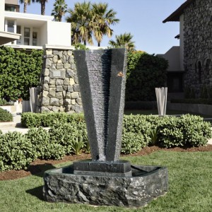 Indoor/Outdoor Natural Granite Stone Waterfall Bali Basin Flowing Water Feature Garden Ornaments