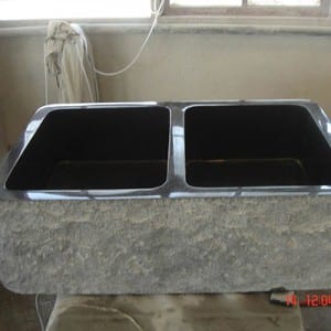 Rectangle shape black color granite kitchen sink