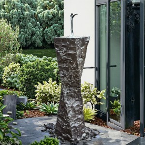 Outdoor Unique Twisted Basalt Stone Floor Fountain for Decorative Purpose