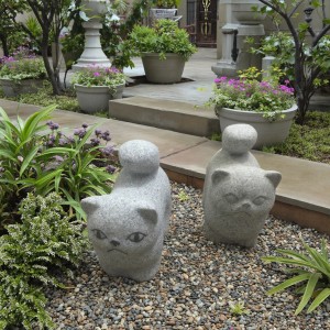 Modern Small Outdoor Granite Stone Statue Lucky Cat Design for Park Application