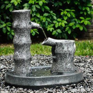 Durable Modern Courtyard Garden Product Grey Granite Stone Fountain Pillar with 1-Year Warranty Features Stone Balls