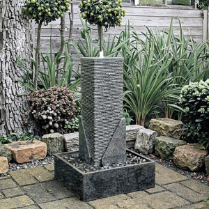 Black Cube Granite Garden Water Fountain Hand Carved Outdoor Landscape Decoration for Courtyard
