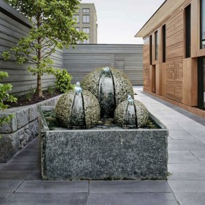 Natural Stone Garden Feature Fountain Dark Grey Indoor/Outdoor Granite Wall for Courtyard European Style