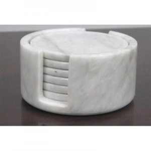 White Round Marble Stone Coasters – Polished Coasters- (10cm) in Diameters
