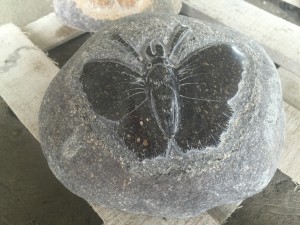 Cobble stone butterfly sculpture for garden decor
