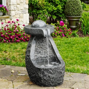Custom-Size Outdoor Granite Stone Waterfall for Hotel Garden Accent